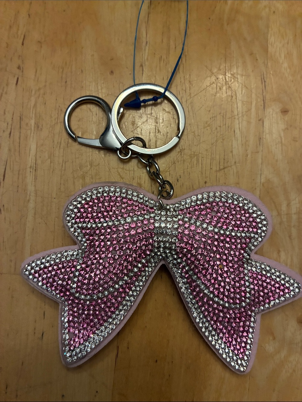 Sparkly Pink Crystal Bow bagcharm Keychain  Breast Cancer Awareness. NWT